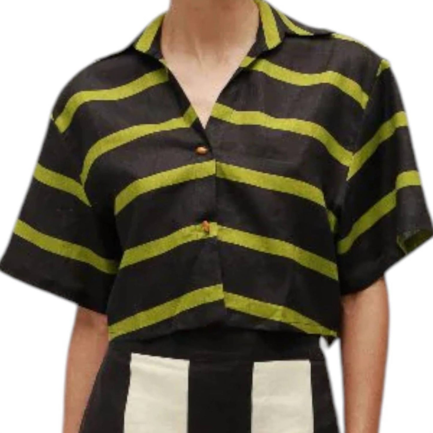 Cala De La Cruz - Manaos Button Front Stripe Top