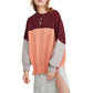 Free People - Easy Street Peach Combo Oversized Sweater Cotton