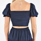 Blue Blush - Take It Away Front Tie Crop and Flounce Skirt Set
