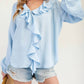 Easel - Ruffled Poplin Woven Blouse