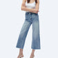 Bayeas - High Rise Wide Leg Denim Jeans With Raw Hem