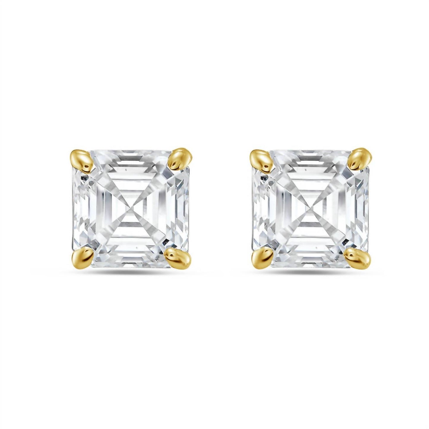 Diana M Jewels - Brincos de pino com lapidação Asscher cultivados em laboratório de 8,00 cts