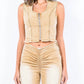 American Bazi - Zip Up Washed Crop Denim Vest
