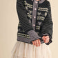 &Merci - Floral Ruffle Sleeve Sweater Cardigan