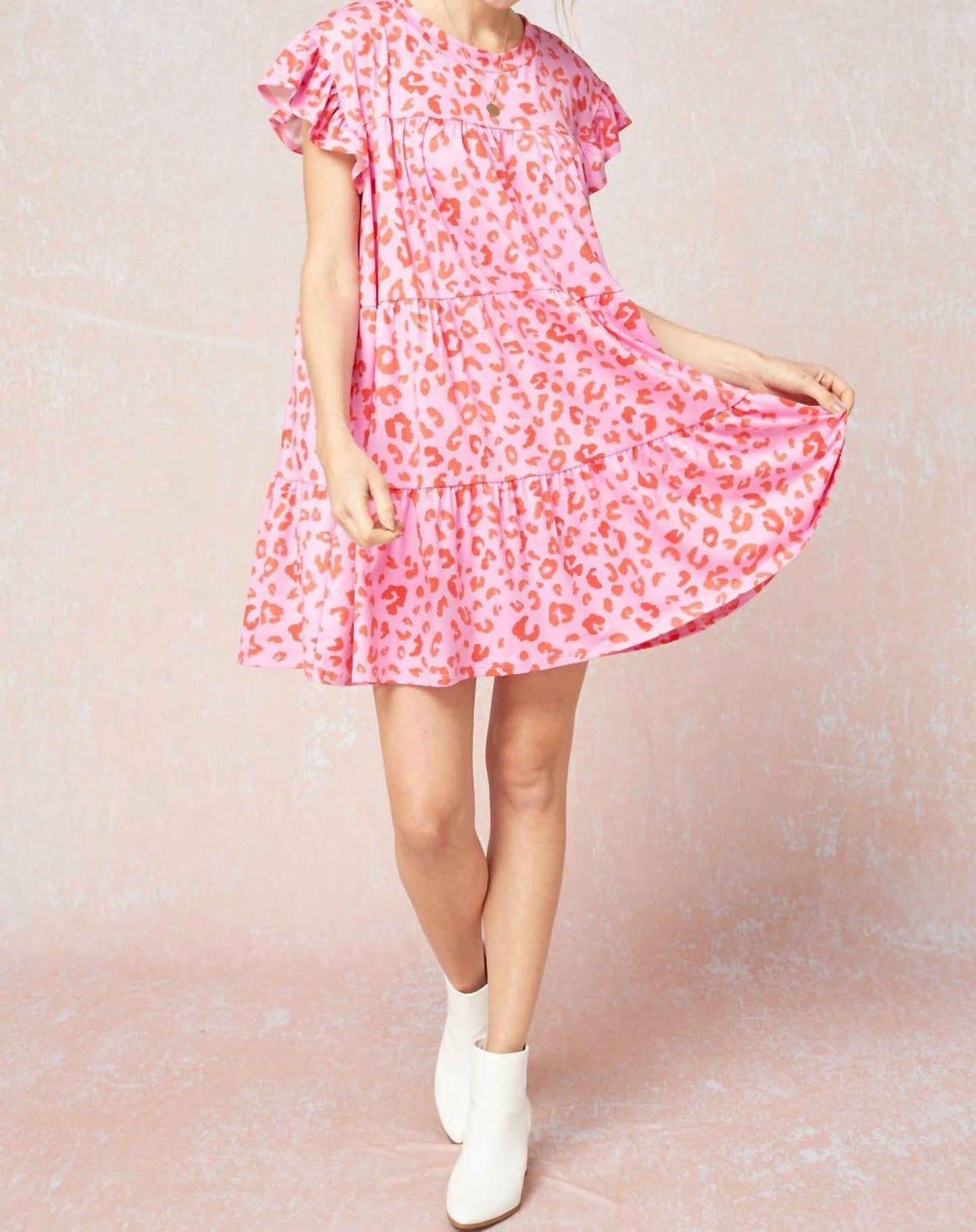 Entro - Tiered Ruffled Leopard Dress