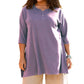 On The Plus Side - Plus Size Jersey Henley 3/4 Sleeve Tunic Top