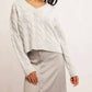 Free People - Washed Cable V-neck Sweater