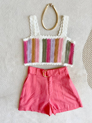 Minkpink - Shorts de Linho Lila