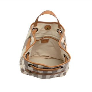 Joy Susan - Mochila feminina de lona listrada com toldo