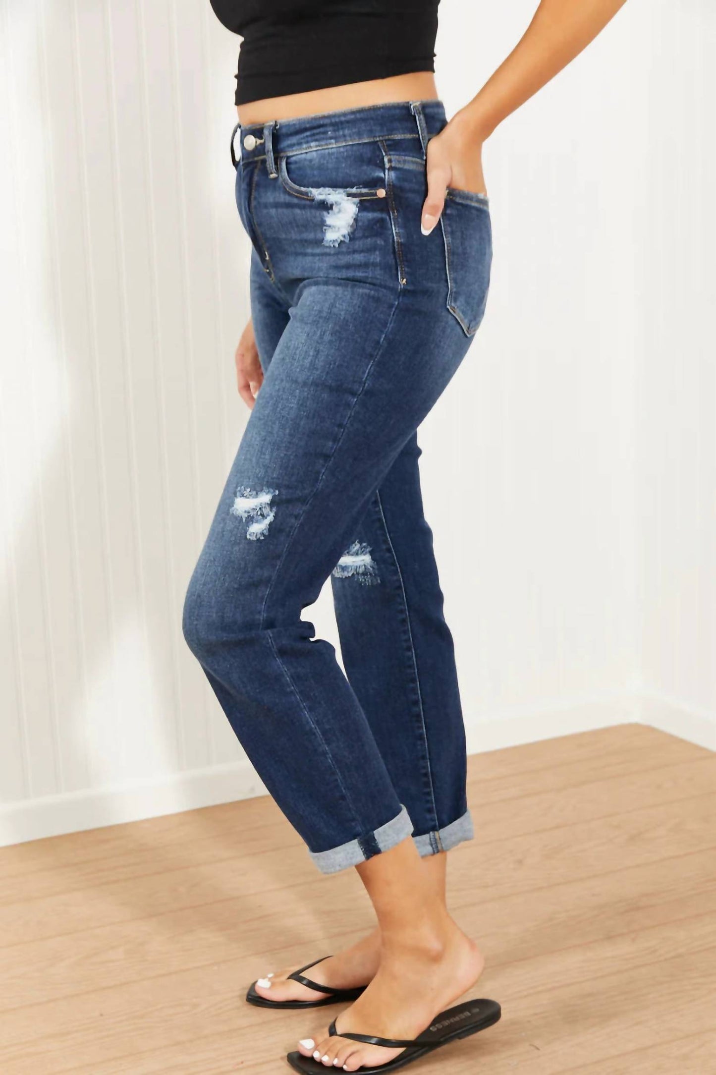 Judy Blue - High Waist Distressed Boyfriend Jeans