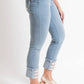 Azi - Rhinestone Crystal Hem Crop Jeans