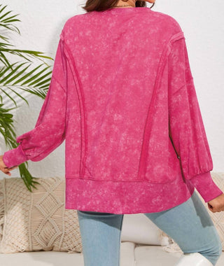 Shiying Fashion - Moletom com capuz, corte relaxado e costura acid wash com fendas