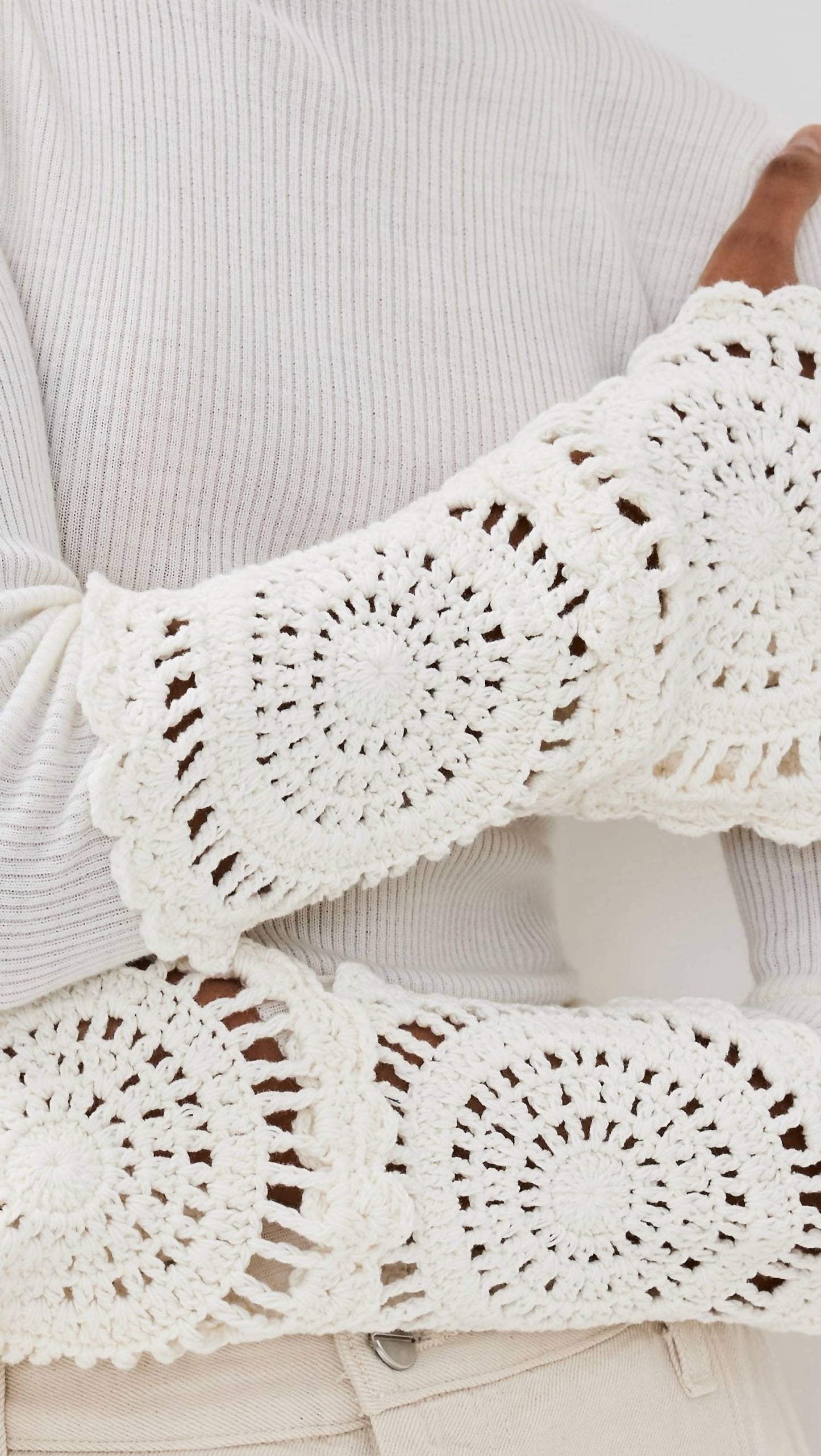 Aje. - Mosaic Crochet Detail Knit Top