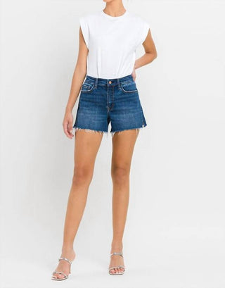 Vervet By Flying Monkey - Shorts de cintura alta com fenda e bainha crua em linha A