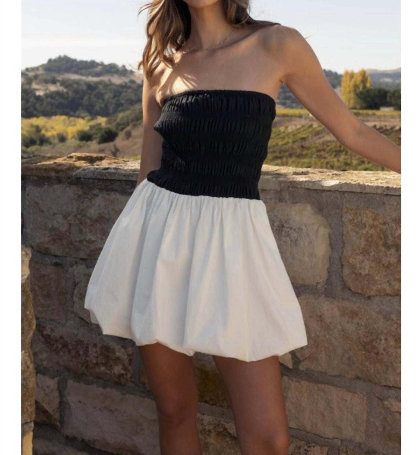 Mable - Strapless Smocked Mini Dress