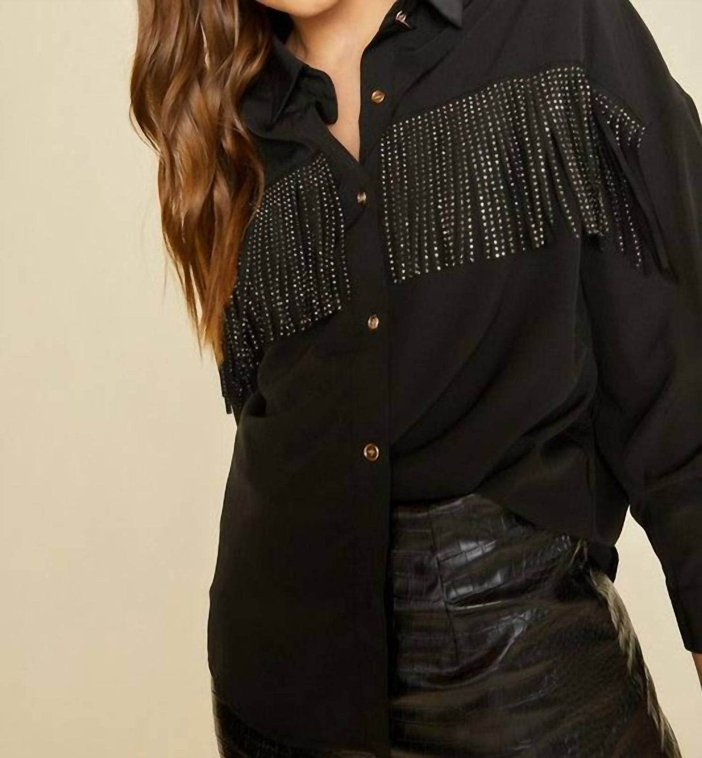 Anniewear - Rhinestone Fringe Blouse