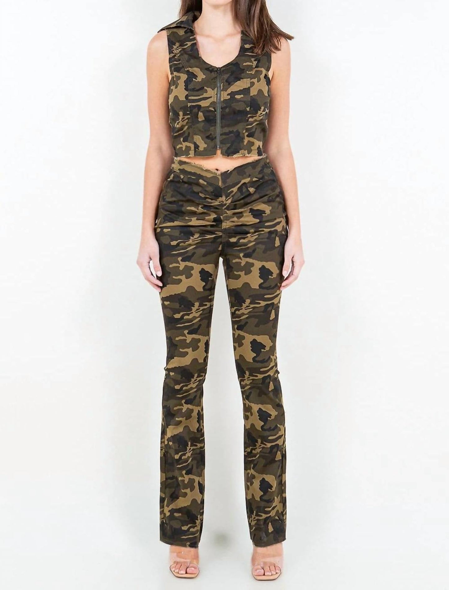 American Bazi - V-cut Camo Flared Pants