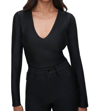 Good American - Body de manga comprida com decote em V e discoteca