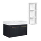 Modern Wall Mounted Bathroom Vanity with Resin Sink and Storage Rack