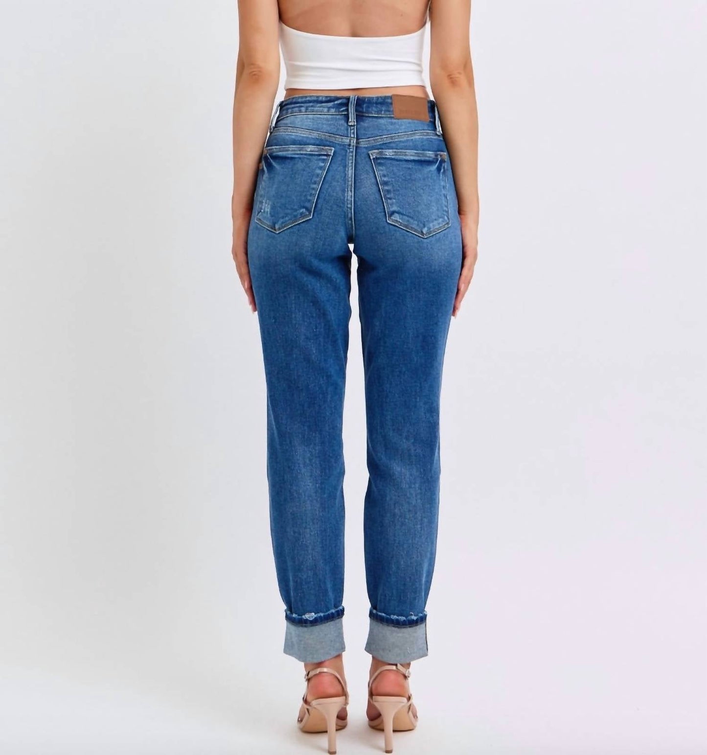 Judy Blue - Mid Rise Cuffed Boyfriend Jeans