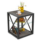 Modern End Table Nightstand with Tempered Glass & Wood Grain MDF