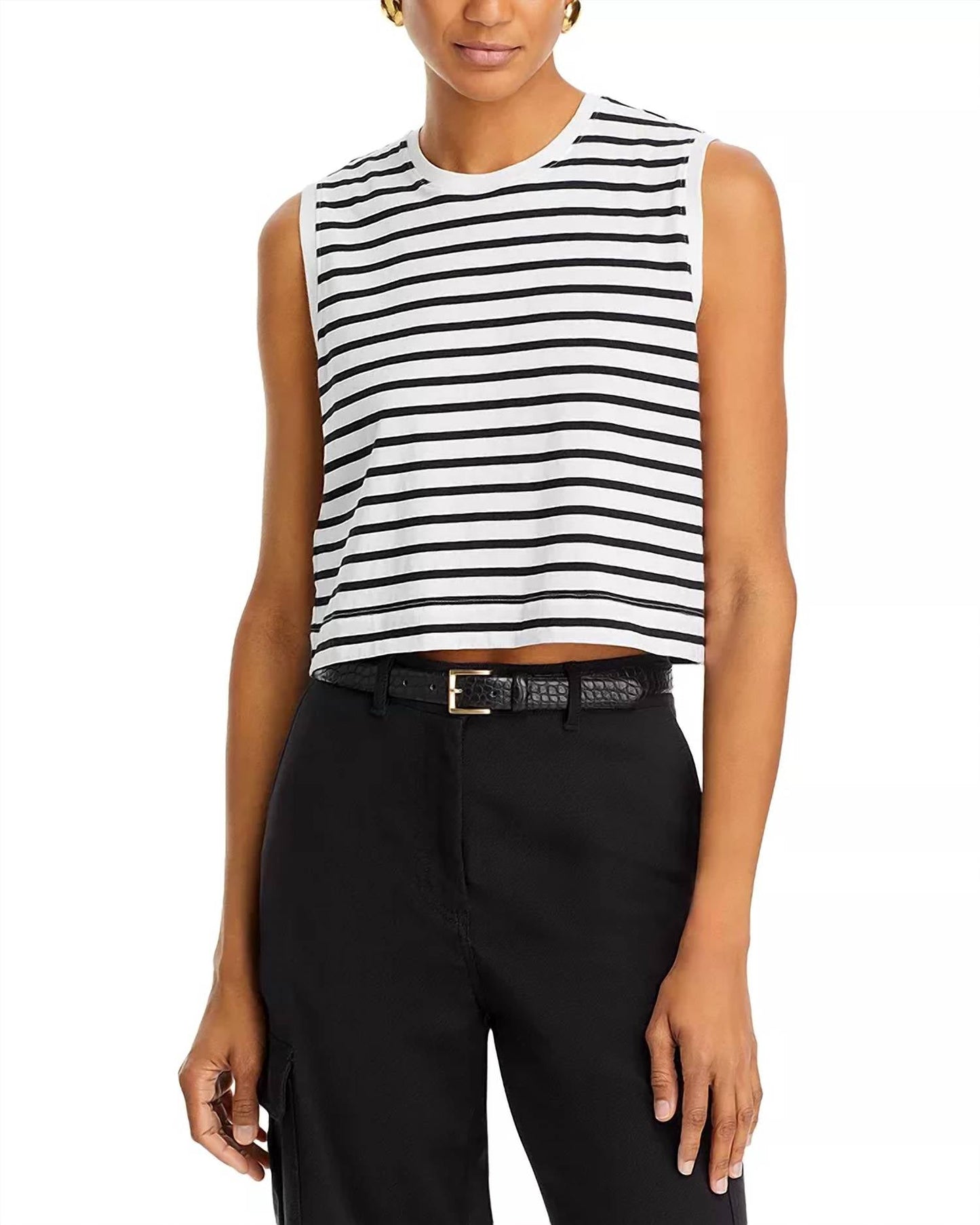 Atm - Striped Sleeveless Top