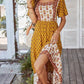 Supreme Fashion - Square Neck Short Sleeve Floral Maxi Dress
