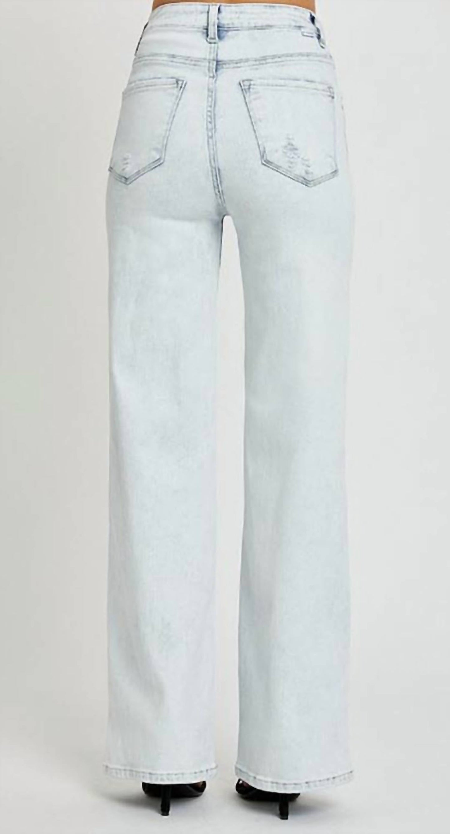 Risen - Women's Acid Wash High-rise Wide Leg Jean