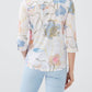 Fdj - Floral Tab Up Three Quarter Sleeve Blouse