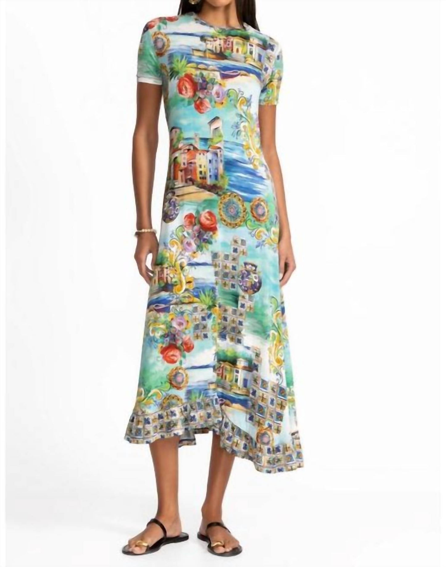 Johnny Was - JANIE FAVORITE ASYMMETRIC HEM SHORT SLEEVE DRESS