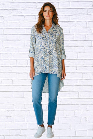 Diva Usa - Floral Viscose High-low Shirt