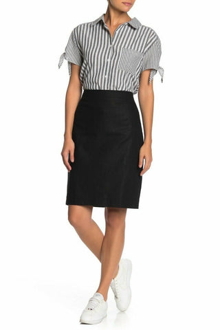 J.Crew - Saia lápis casual de linho e algodão acima do joelho para trabalho