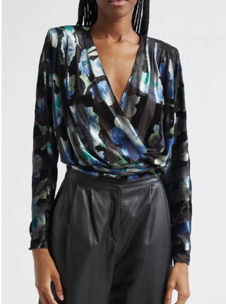 Ramy Brook - Orson Noir Printed Velvet Surplice