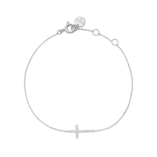 Eklexic - Pulseira feminina com cruz de zircônia cúbica horizontal