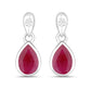 1.65 Carat Genuine Ruby and White Diamond 10K White Gold Earrings
