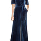 Eliza J Women's Blue Wide Leg Faux Wrap Jumpsuit