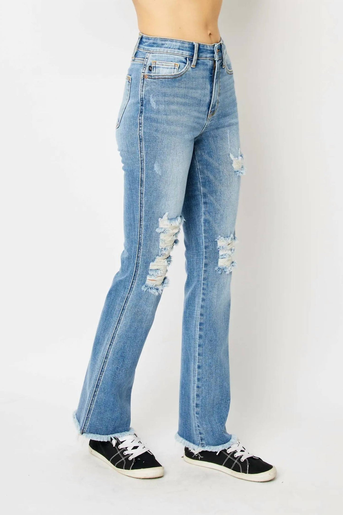Judy Blue - High Waist Destroy Fray Hem Bootcut Jean