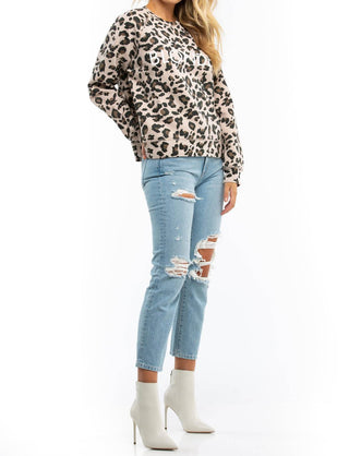 Brunette The Label - Blusa loira de gola redonda da irmã do meio