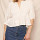 En Creme - Puff Sleeve Embroidered Top