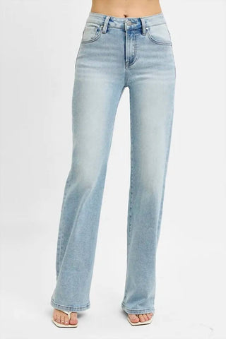 Trendsi - Women's Risen High Rise Wide Leg 90's Jeans