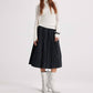 Theo The Label - Women's Theia Striped Taffeta Pleated Midi Skirt
