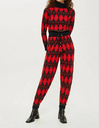 Topshop - Calça jogger de malha com estampa Argyle