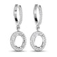 0.32 Carat Genuine White Diamond 14K White Gold Semi Mount Earrings - holds 8x6mm Oval Gemstones