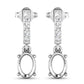 0.14 Carat Genuine White Diamond 14K White Gold Semi Mount Earrings - holds 7x5mm Oval Gemstones