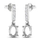 0.14 Carat Genuine White Diamond 14K White Gold Semi Mount Earrings - holds 7x5mm Oval Gemstones