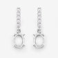 0.14 Carat Genuine White Diamond 14K White Gold Semi Mount Earrings - holds 7x5mm Oval Gemstones