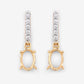 0.14 Carat Genuine White Diamond 14K Yellow Gold Semi Mount Earrings - holds 7x5mm Oval Gemstones