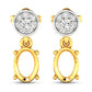 0.11 Carat Genuine White Diamond 14K Yellow Gold Semi Mount Earrings - holds 7x5mm Oval Gemstones