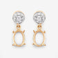 0.11 Carat Genuine White Diamond 14K Yellow Gold Semi Mount Earrings - holds 7x5mm Oval Gemstones