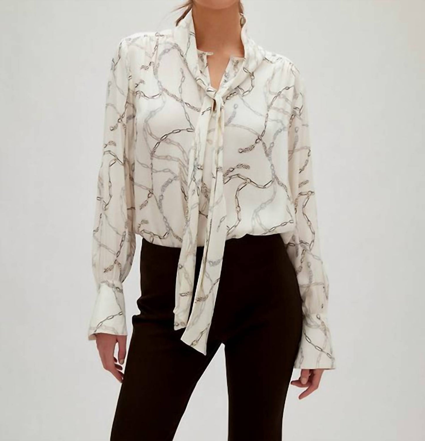 Fifteen Twenty - Tie Neck Long Sleeve Top